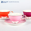 Hot Sale Pure Color Promotional Fine Ceramic Bone China Tea Coffee Cup And Saucer